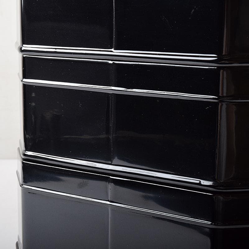 茶道具　木製本漆塗　黒真塗　五段縁高重　弁当箱　V　R8335B