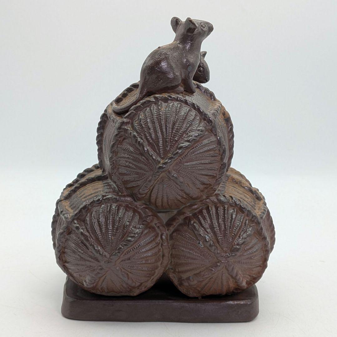 【直しあり】武用君彦 備前焼 干支置物「丙子」 共箱共布 子年 ネズミ 鼠 在銘