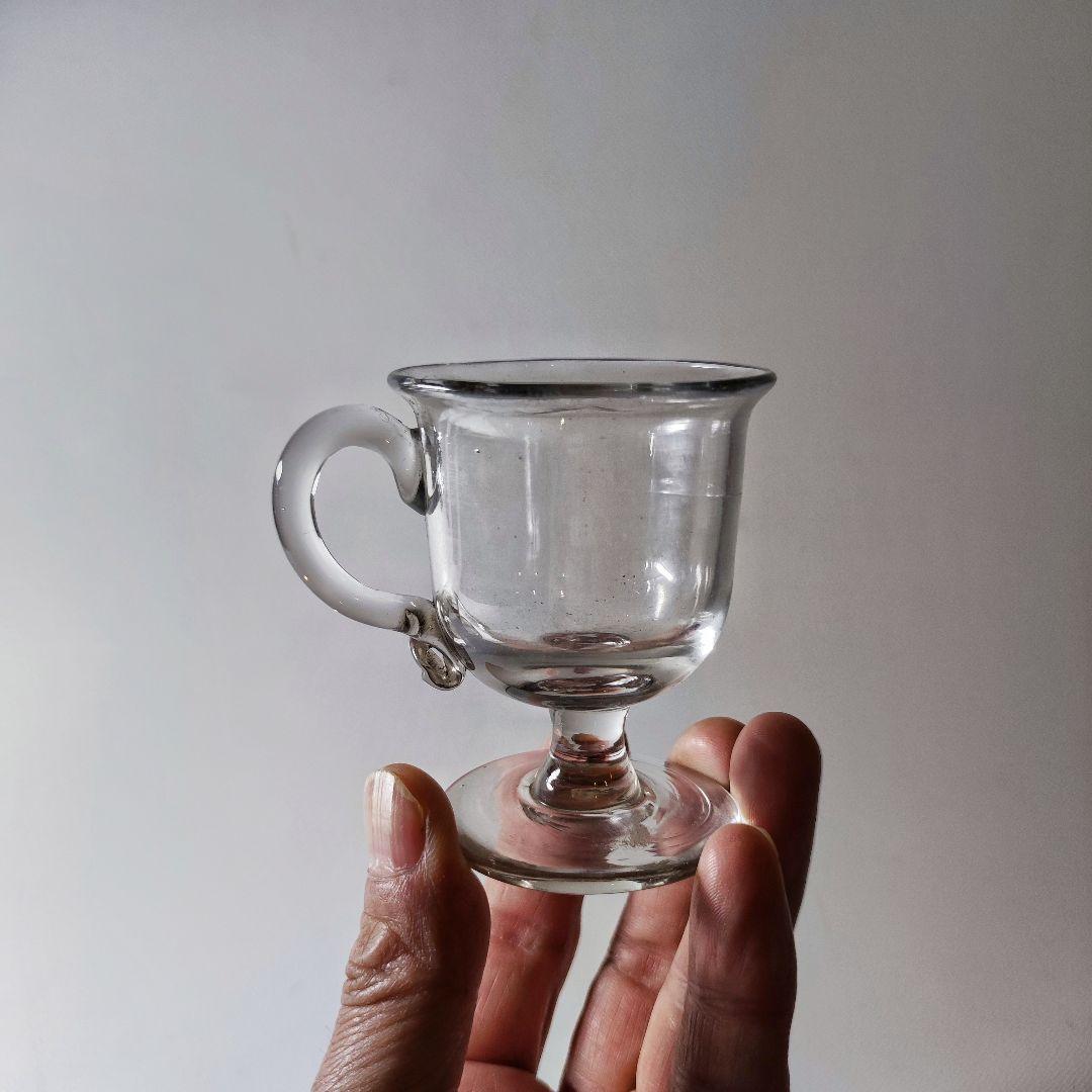 手付きアイスクリームコップ　【和ガラス　江戸ガラス　プレスガラス】