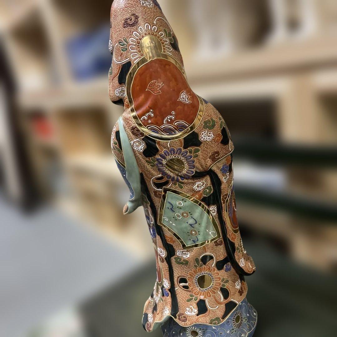 金彩九谷観音像　石川県九谷焼 優しい顔立ち　古美術　骨董　アンティーク仏教美術