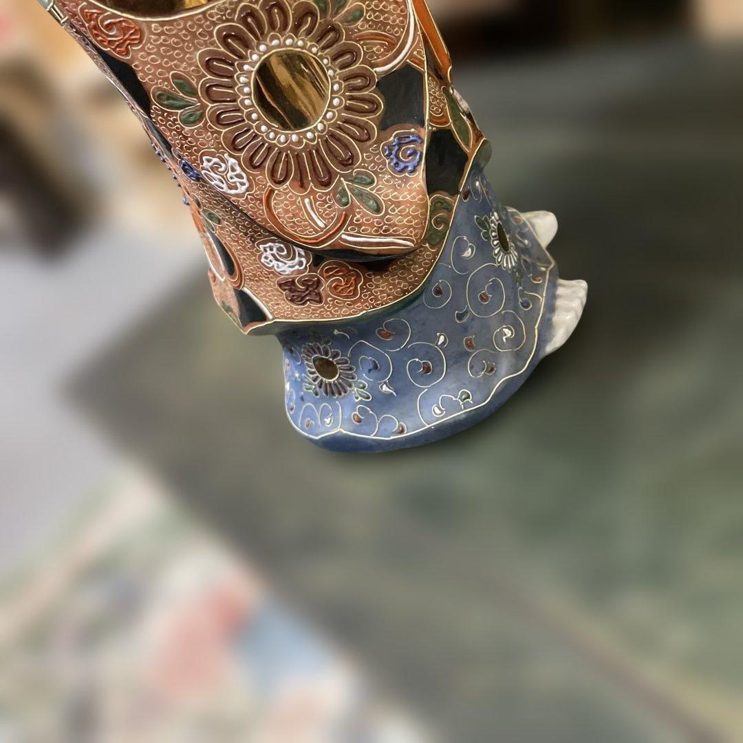 金彩九谷観音像　石川県九谷焼 優しい顔立ち　古美術　骨董　アンティーク仏教美術