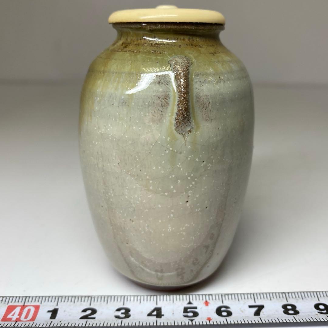 ☆茶3赤膚焼　大塩正人　茶入　共箱 高さ約8.5cm 東N7-1025②