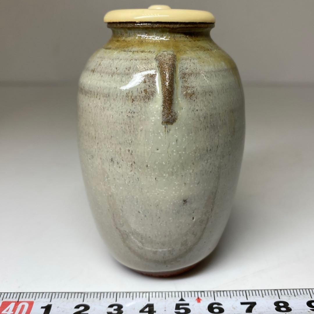 ☆茶3赤膚焼　大塩正人　茶入　共箱 高さ約8.5cm 東N7-1025②