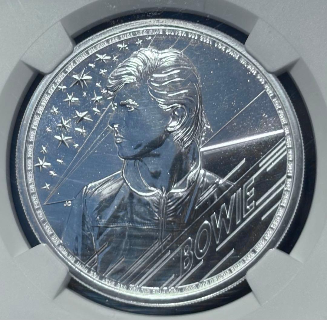 【NGC鑑定MS69】2021年 デヴィッド・ボウイ 2ポンド銀貨 初回発行版