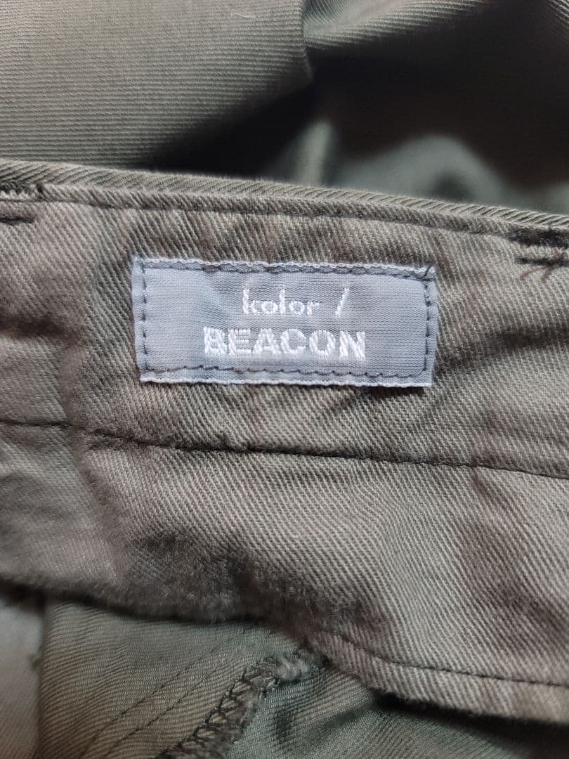 【直営店限定】kolor BEACON /パッカリングパンツ/オリーブ/サイズ3