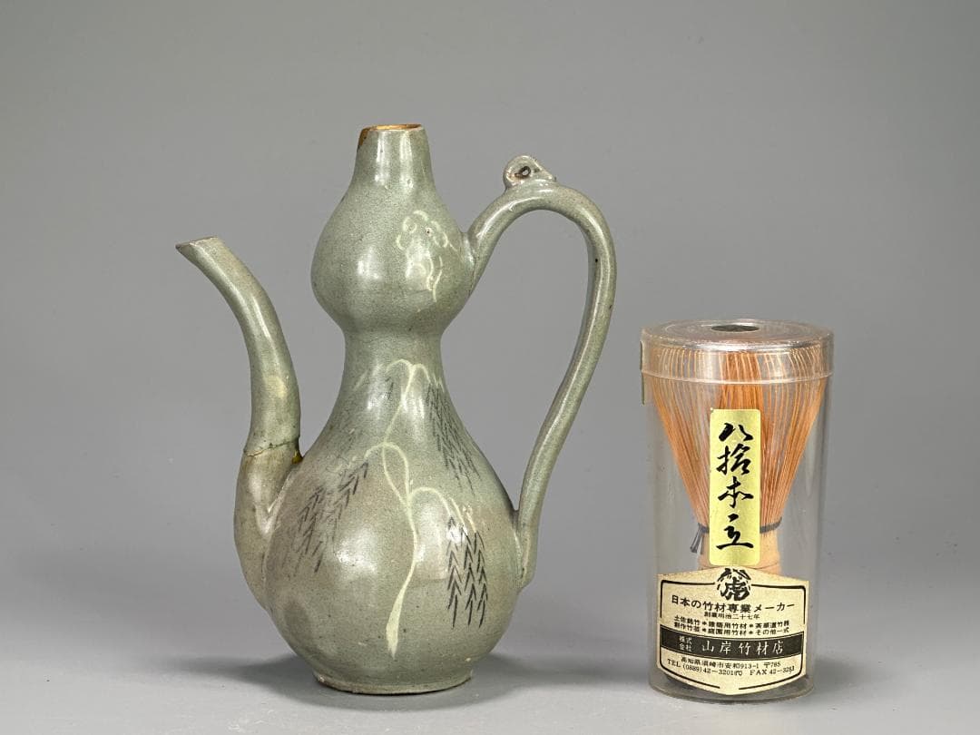 韓国美術　高麗～李朝時代　高麗青磁　象嵌魚柳文　急須　水注　金継　朝鮮古陶磁