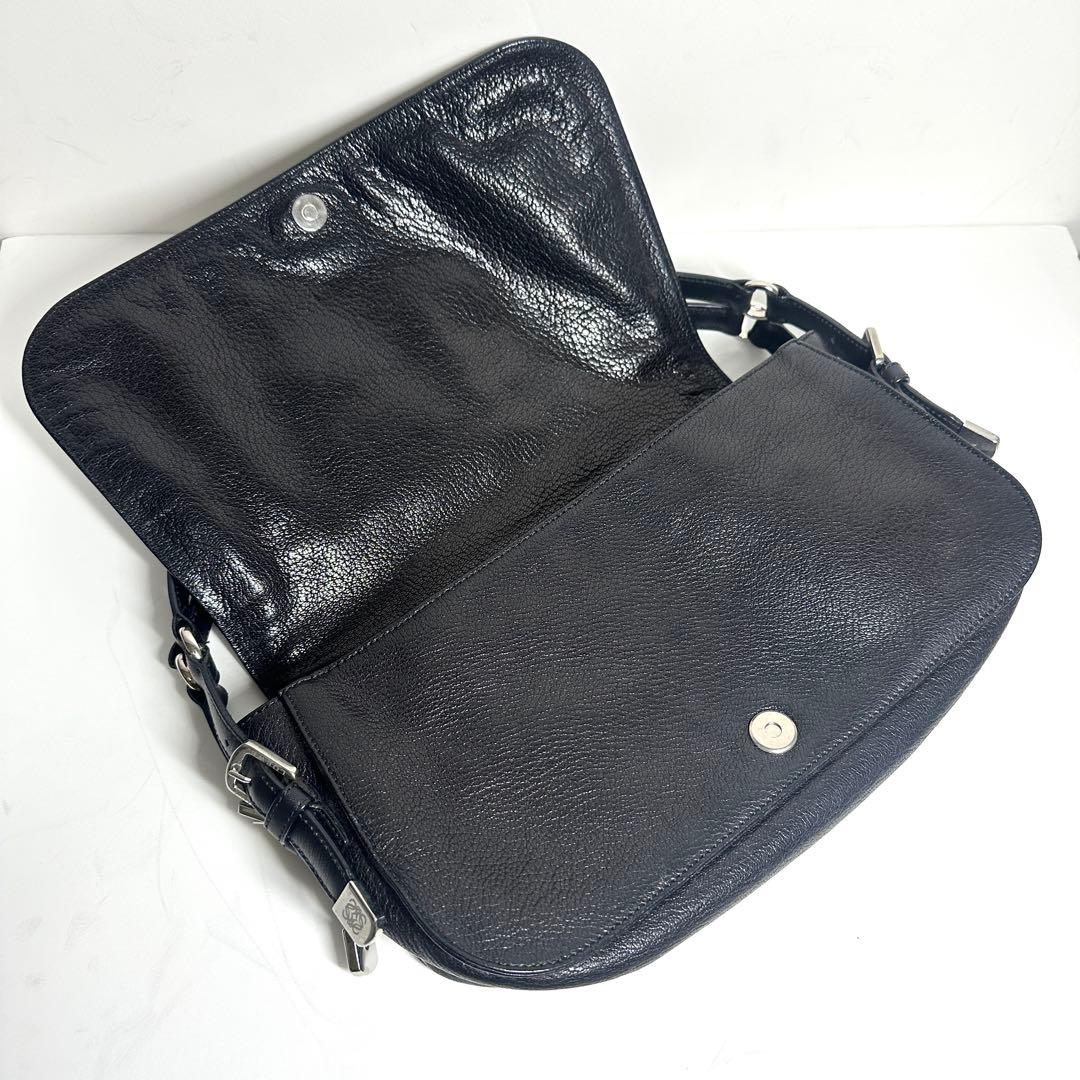 LOEWE ロエベ アナグラム スタッズ レザー ショルダーバッグ ブラック