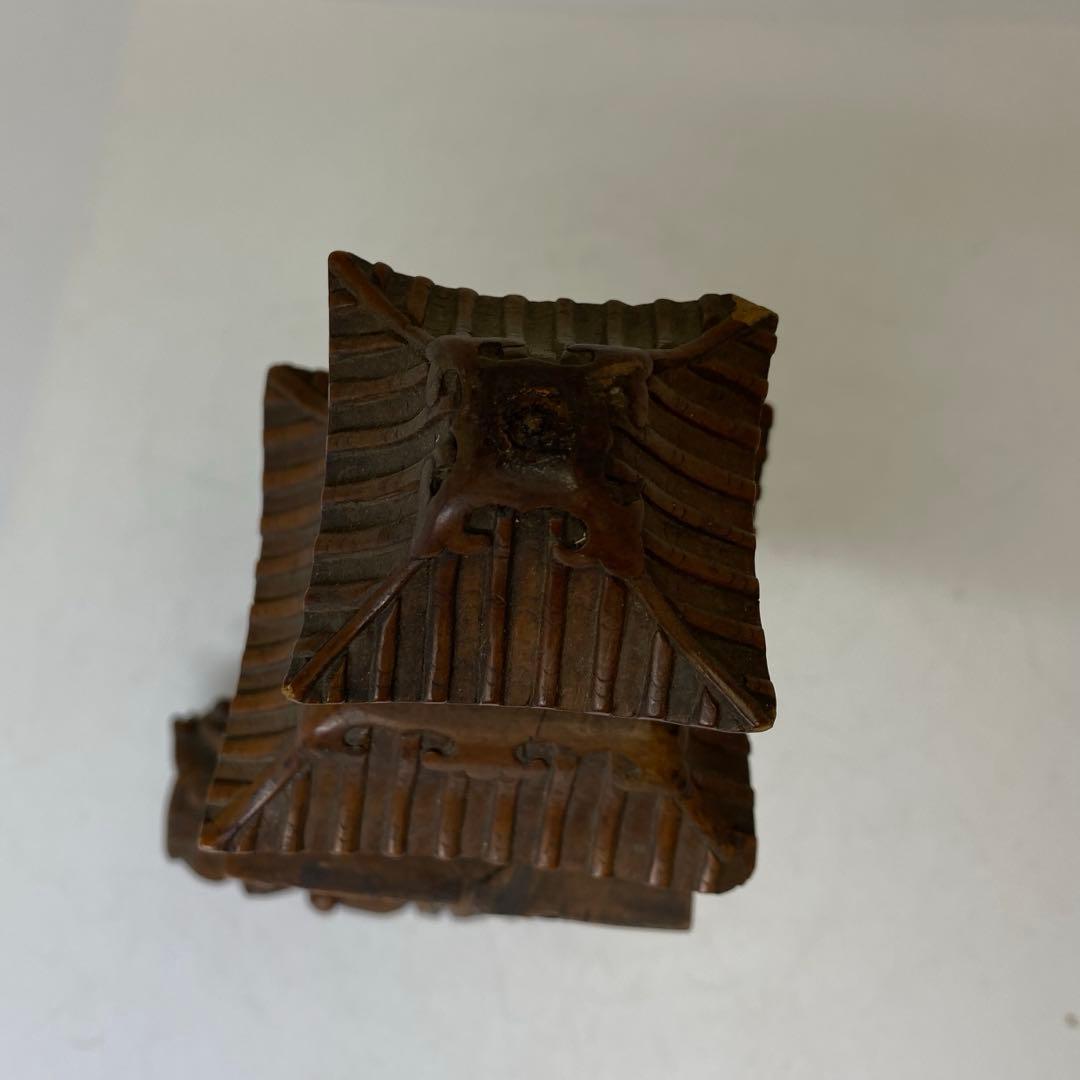 時代　黄楊木　極上彫　龍灯籠　タサオ　東さ8-0104☆2F