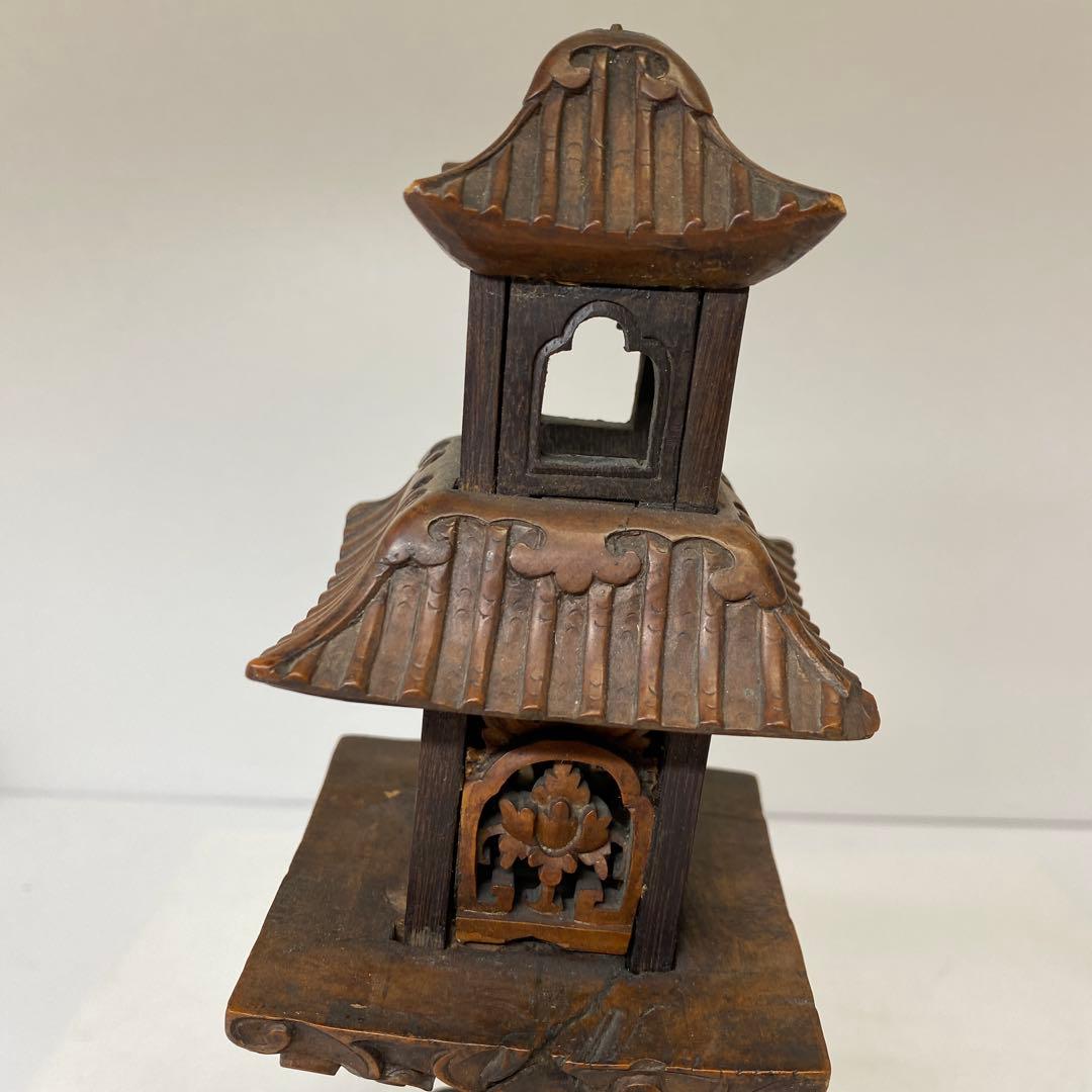 時代　黄楊木　極上彫　龍灯籠　タサオ　東さ8-0104☆2F