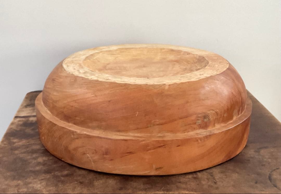 欅　無垢材　くりぬき　木鉢　こね鉢　木彫　古道具　径約47cm　約14.3kg