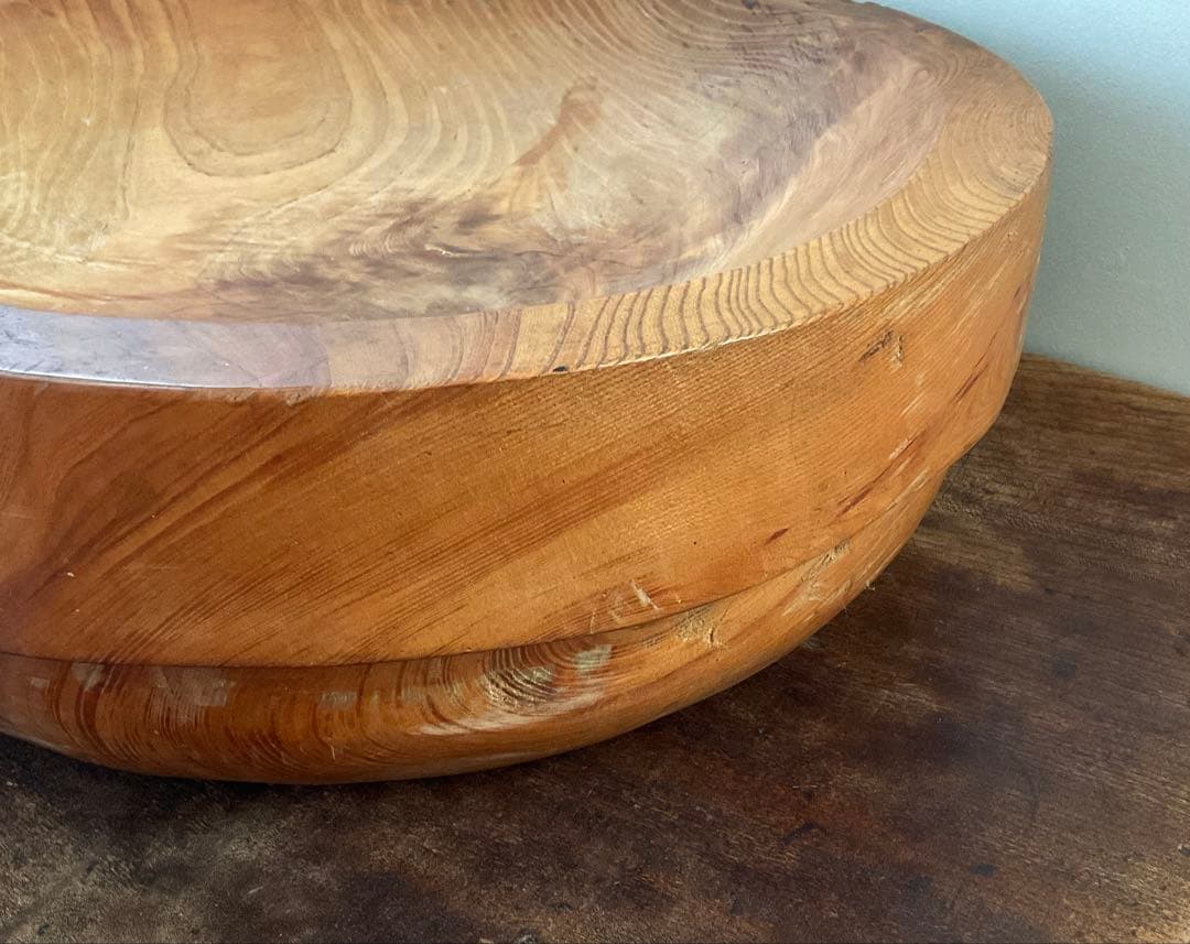 欅　無垢材　くりぬき　木鉢　こね鉢　木彫　古道具　径約47cm　約14.3kg