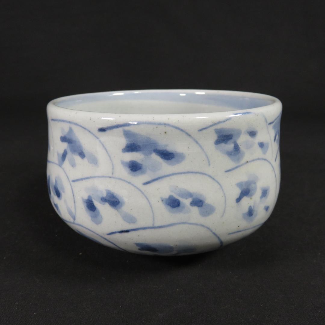 古染付 茶碗 美濃 吉川修身 抹茶碗 茶器 茶道具 木箱 共箱