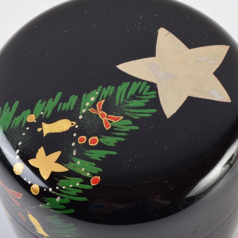 茶道具　蒔絵師　西村弘峰作　クリスマスツリー蒔絵　中棗　共箱　V　9062