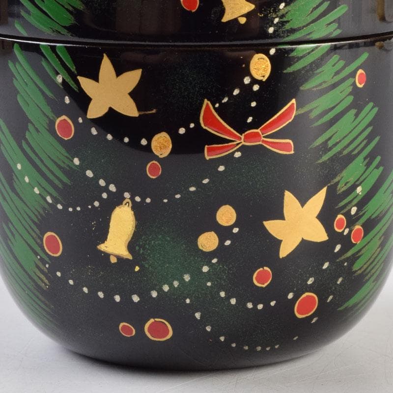 茶道具　蒔絵師　西村弘峰作　クリスマスツリー蒔絵　中棗　共箱　V　9062