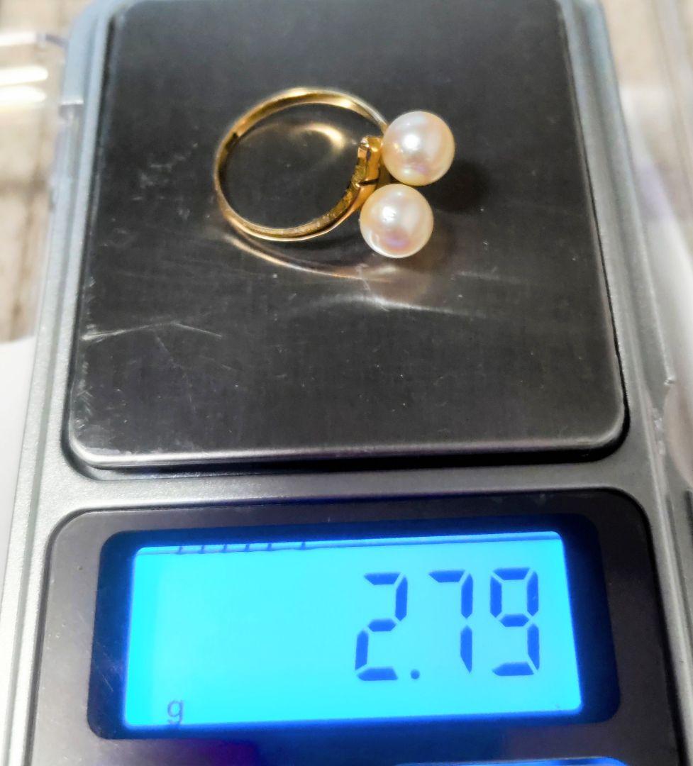「がっちゃんです」１８K 本真珠 ダブルパール リング ゴールド 指輪