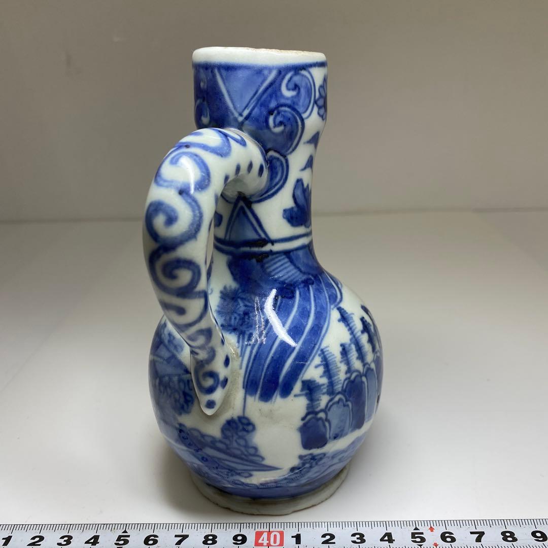 中国古玩　古染付水次　高さ16㎝　東Y7-0331②タルチ