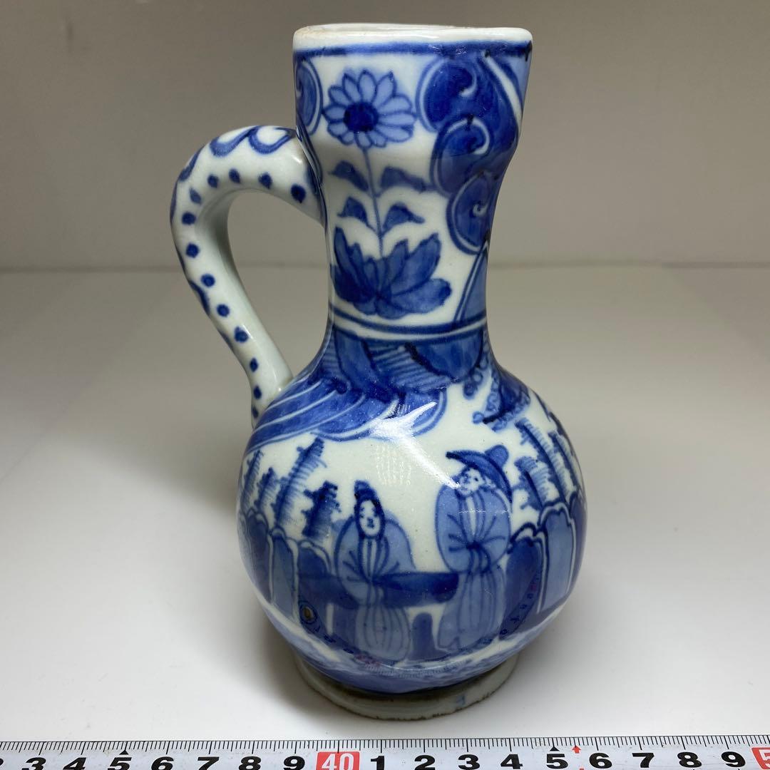 中国古玩　古染付水次　高さ16㎝　東Y7-0331②タルチ