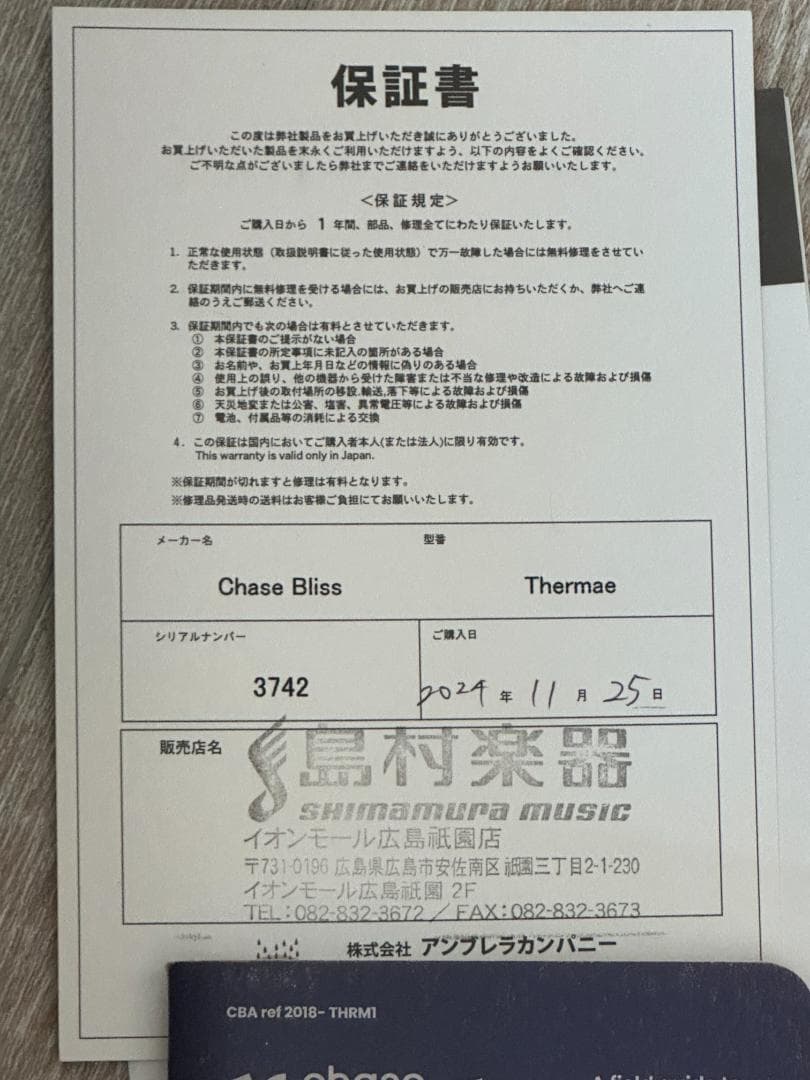 ギター Chase Bliss Audio Thermae