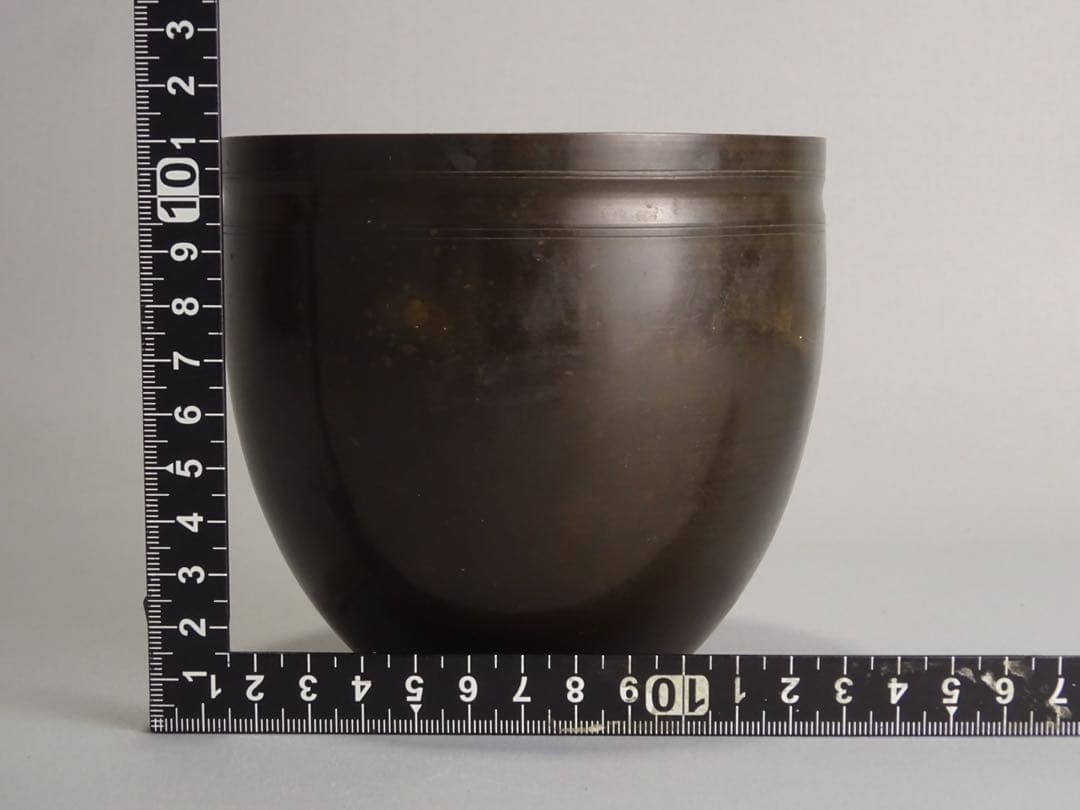 千家十職　江戸時代　後期　七代　中川浄益　砂張銅　棒の先　建水　茶道具　煎茶