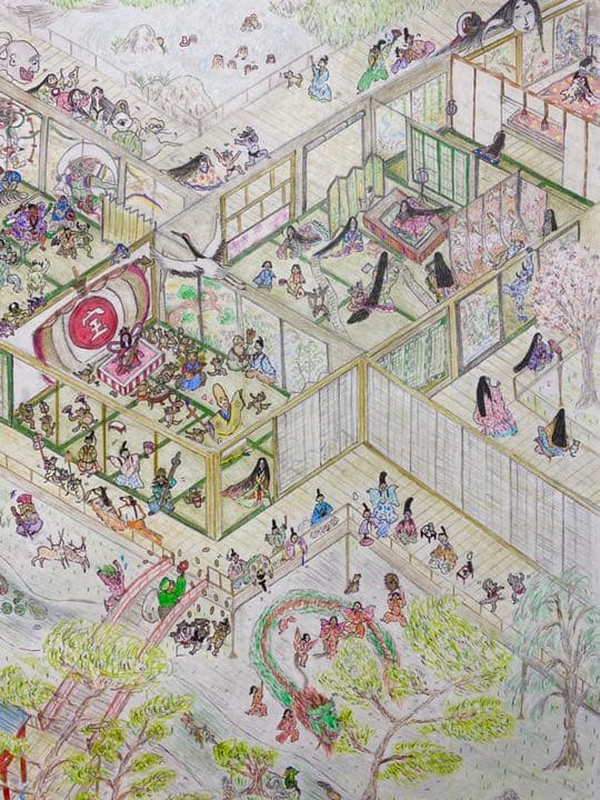 〜巻かない源氏絵巻〜色鉛筆画