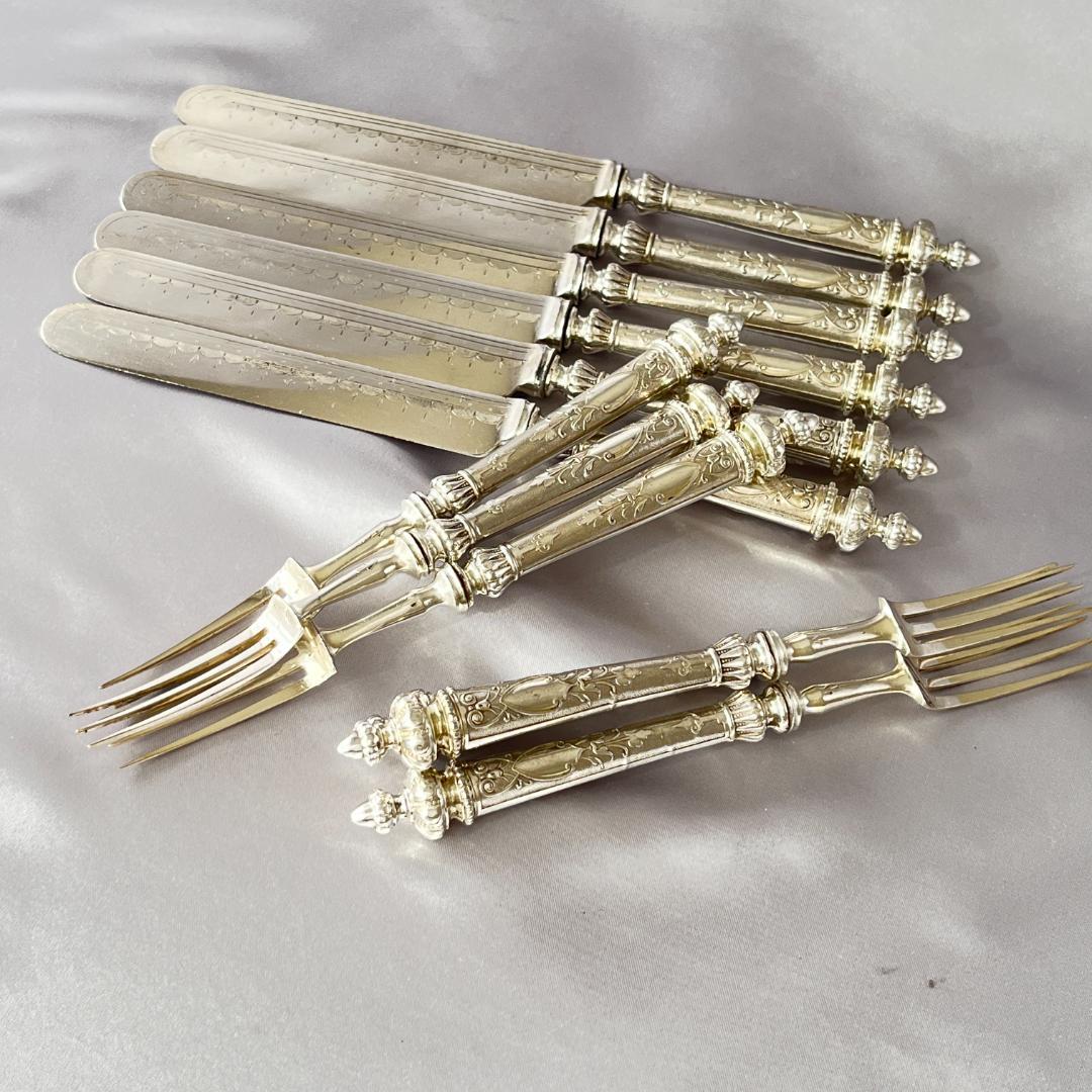 【英国】 デザート/フルーツセット ナイフ/フォーク 12本トレー