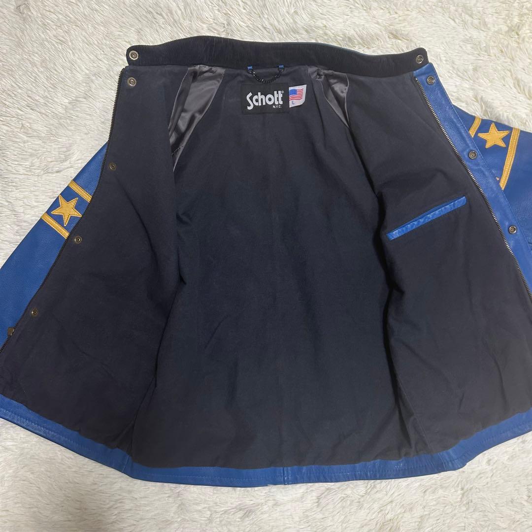 【希少！良品！✨】Schott ショット レザー ジャケット レーシング 青