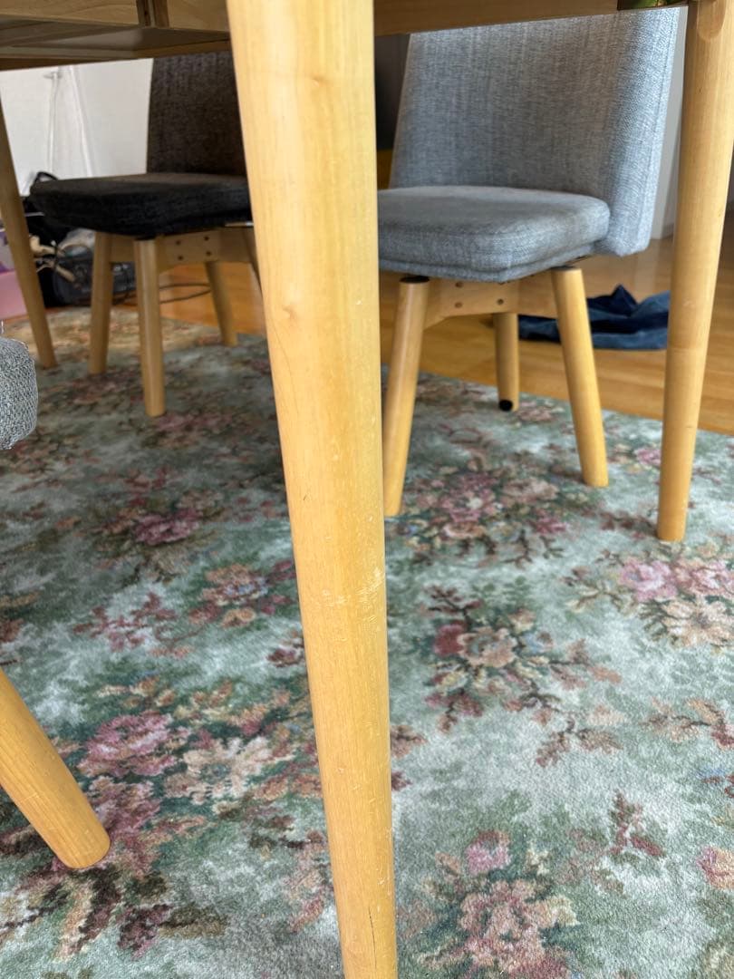 【ピース】北欧スタイル ウッド ダイニングテーブルW150 引出し付き