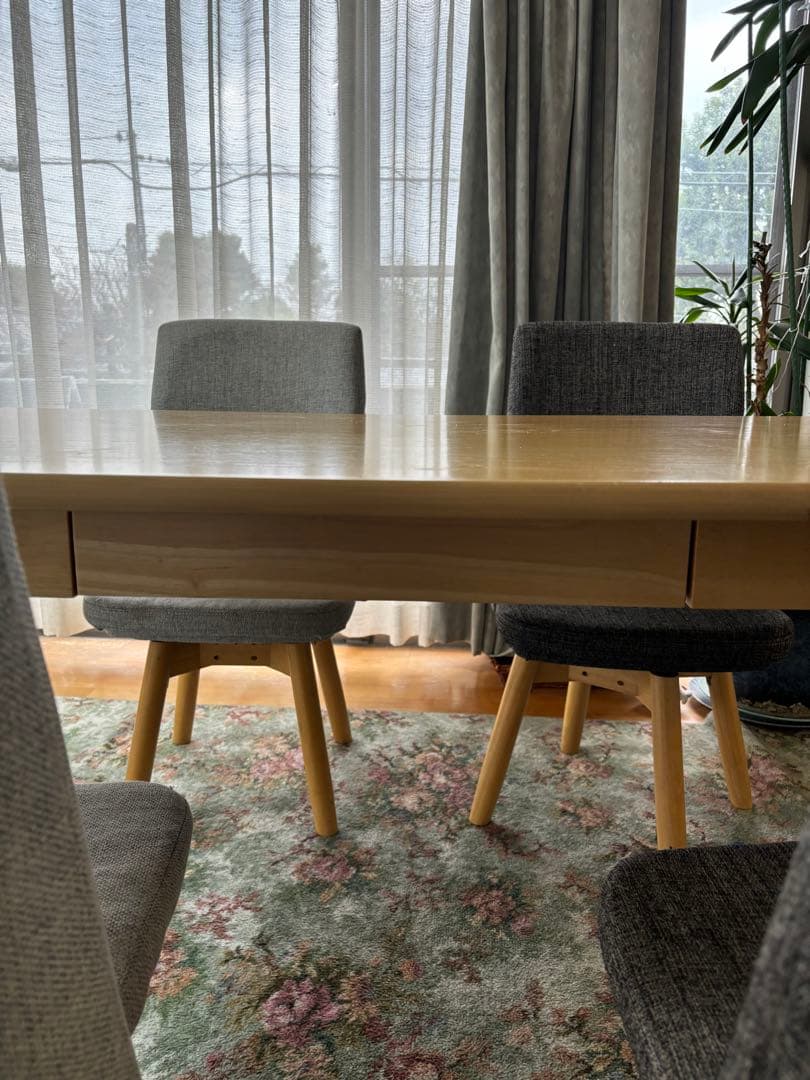 【ピース】北欧スタイル ウッド ダイニングテーブルW150 引出し付き