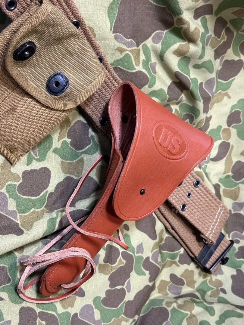 WWⅡ 米軍 ガバメント用ホルスター、マガジンポーチ、ピストルベルトの3点セット