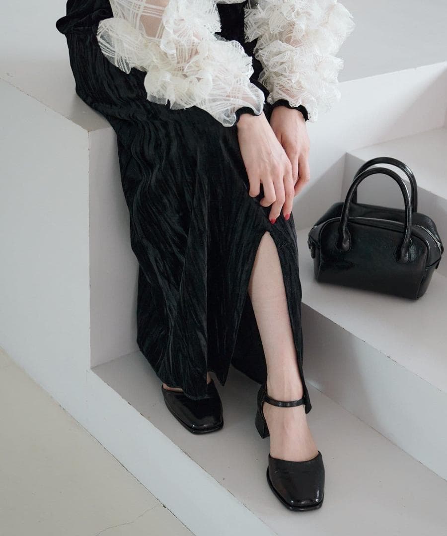 1 Kastane 結婚式 オケージョン シアーチェック×ベロアワンピースSET