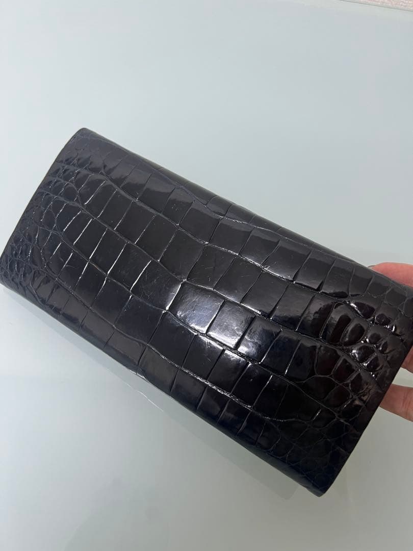 希少★GINO TROMBA シャインクロコダイル ショルダー付クラッチバッグ