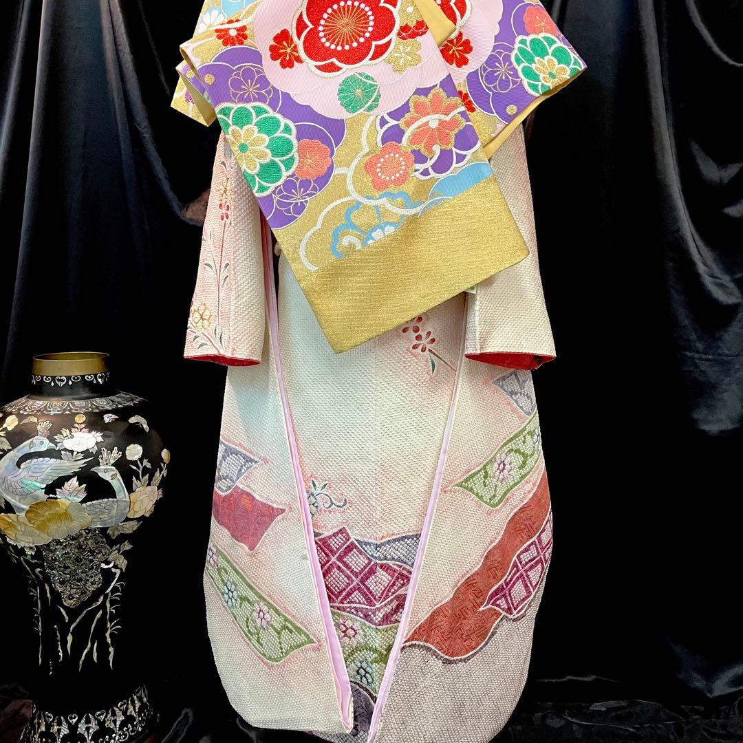 ■逸品■総絞り■古典御所車模様■正絹振袖フルセット■成人式結婚式■振袖一式