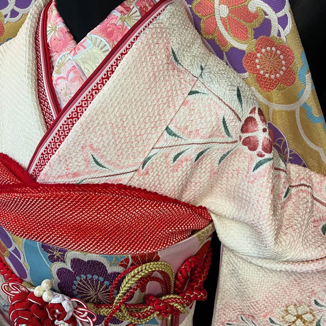 ■逸品■総絞り■古典御所車模様■正絹振袖フルセット■成人式結婚式■振袖一式