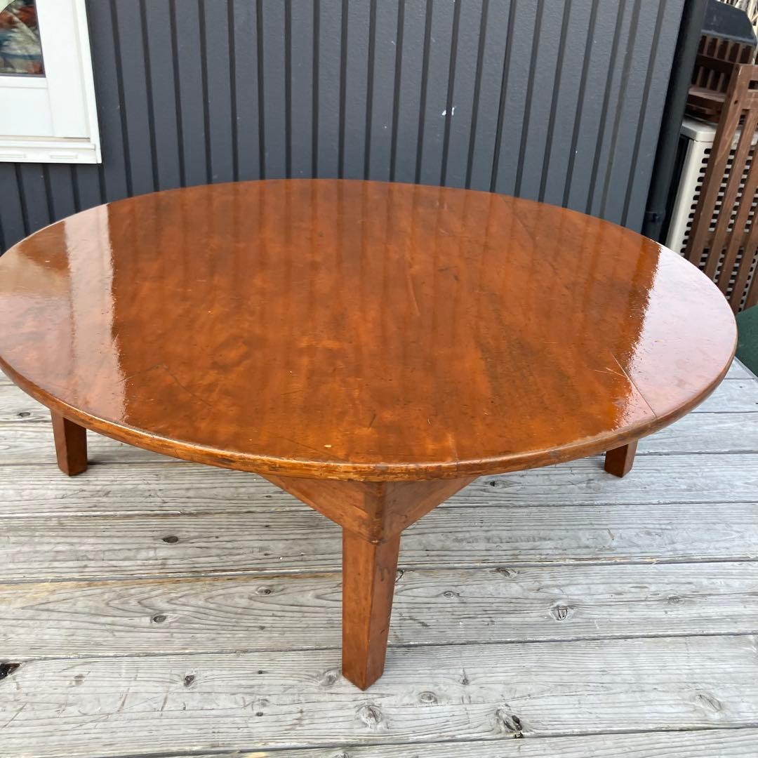 昭和レトロ 木製円卓 円形座卓 折りたたみテーブル ちゃぶ台 ラウンドテーブル