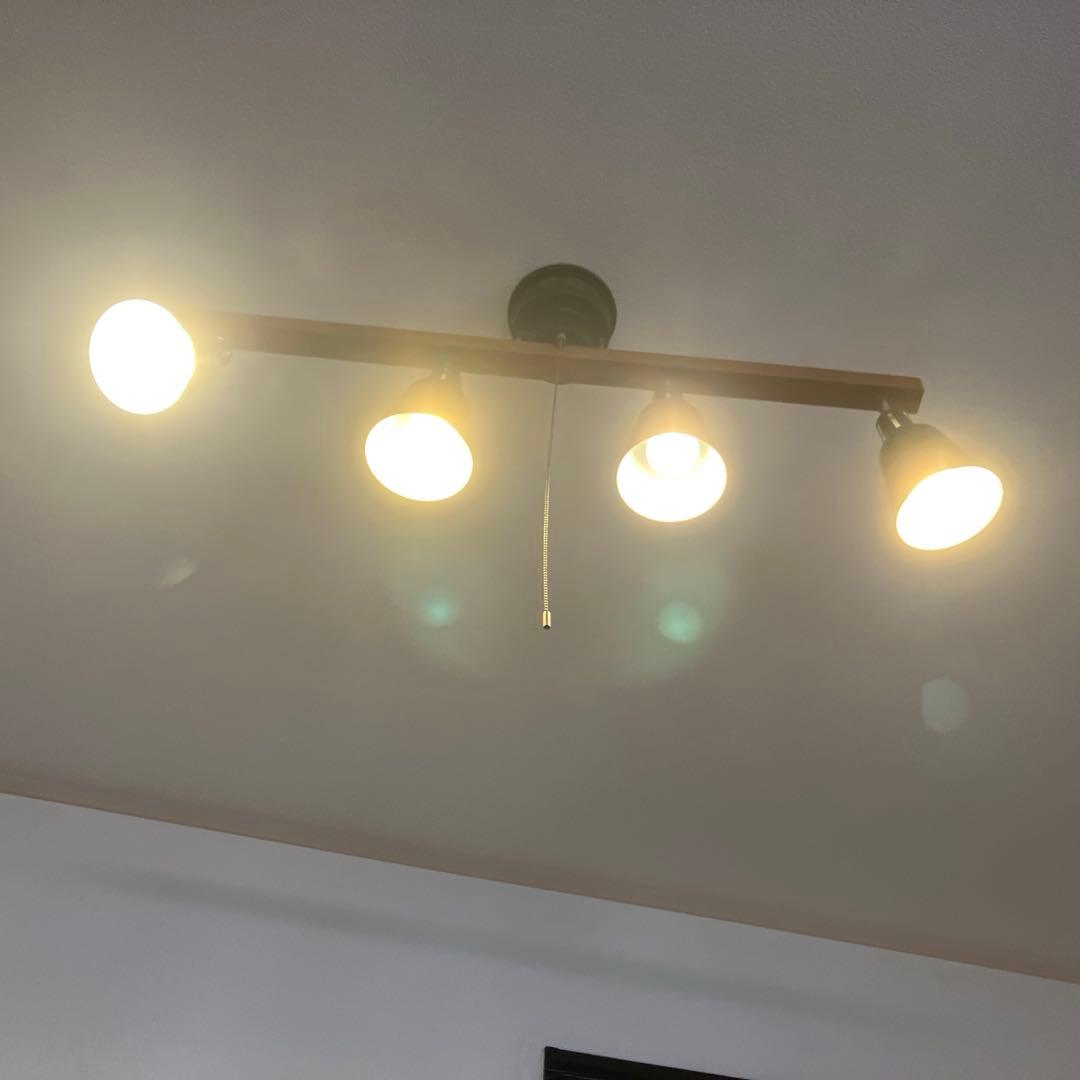 スポット 4灯 ウッドバー間接照明 食卓用 リビング用 【LED電球4付き】