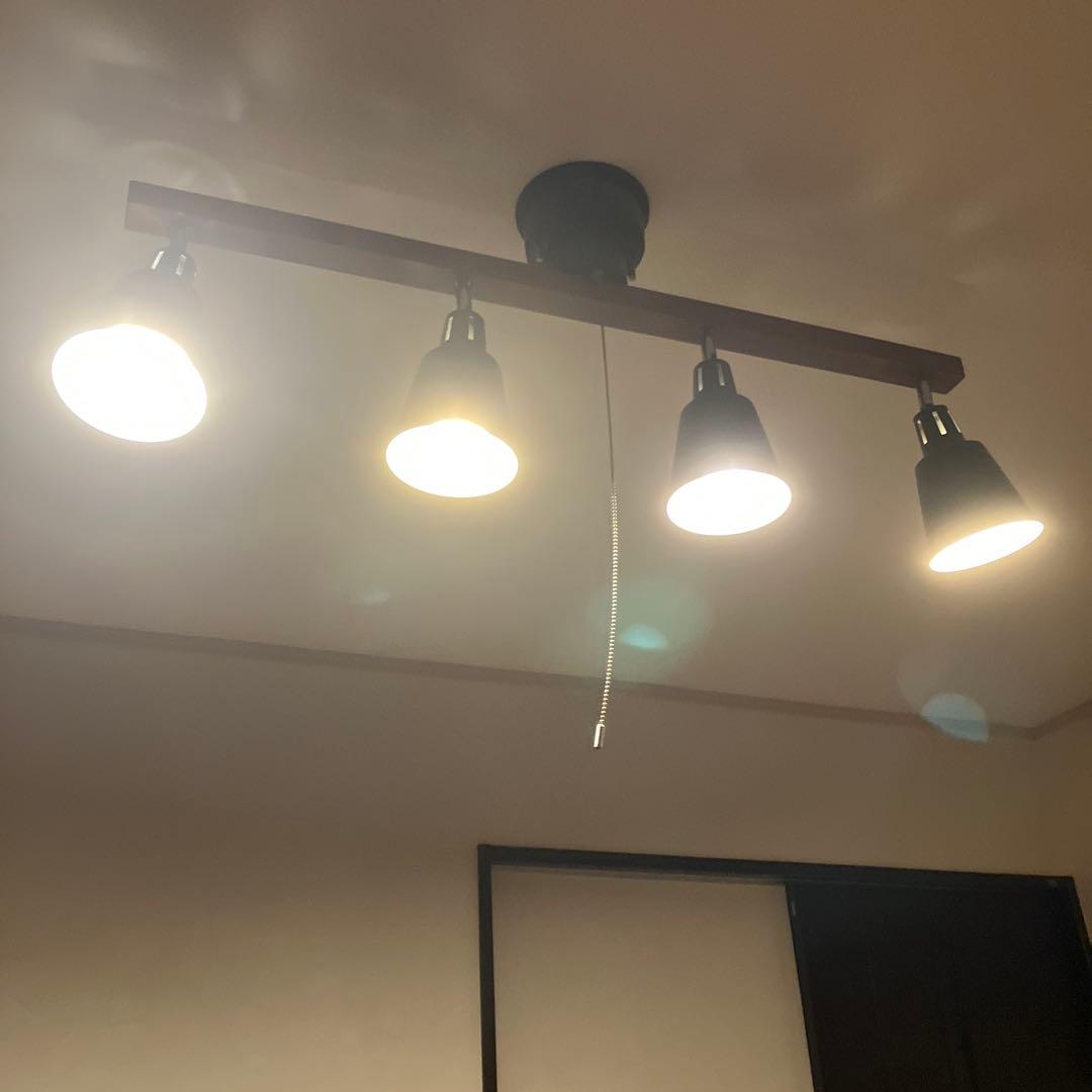 スポット 4灯 ウッドバー間接照明 食卓用 リビング用 【LED電球4付き】