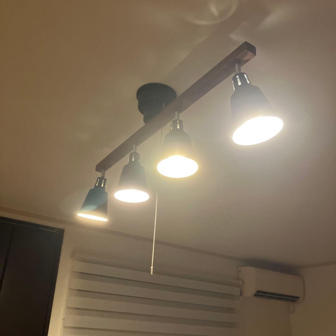 スポット 4灯 ウッドバー間接照明 食卓用 リビング用 【LED電球4付き】