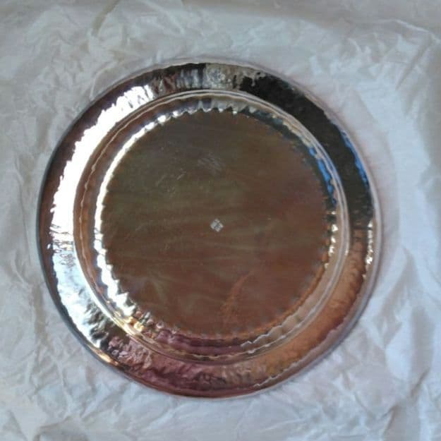 銀製　純銀　6寸　青海盆　箱入り