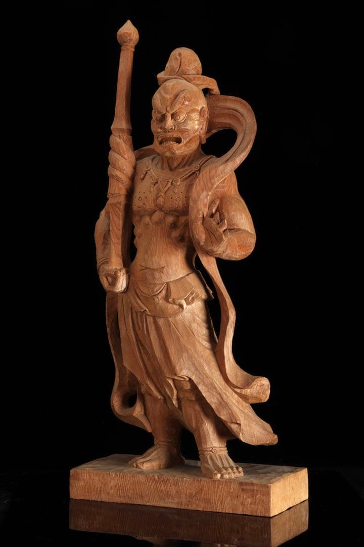 大型 木彫 仁王像 吽形 金剛力士像 62cm 仏像 一刀彫 仏教美術 古美術品