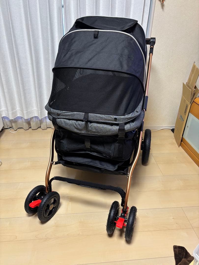 犬用ペットカート 黒 アルミフレーム