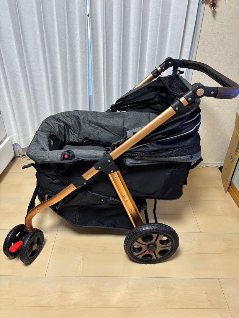 犬用ペットカート 黒 アルミフレーム