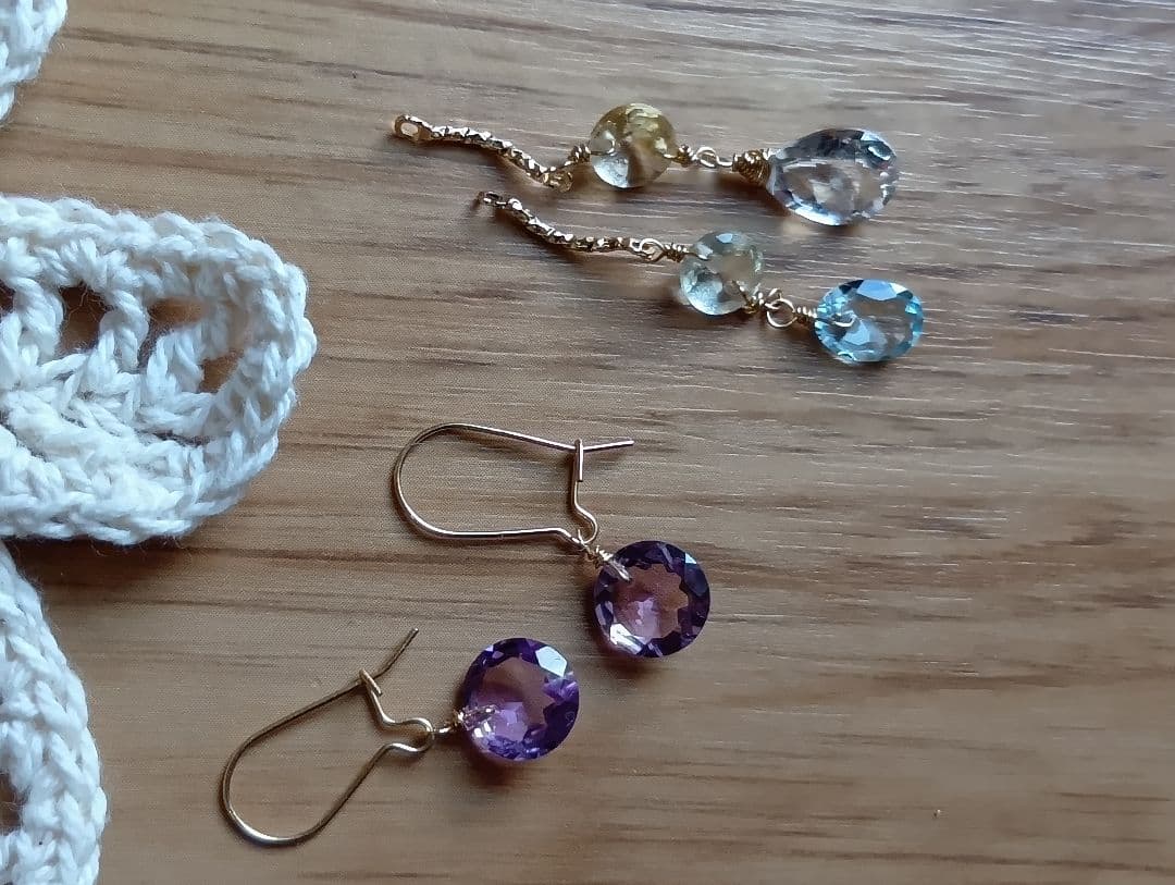 532/14kgf宝石質アシメントリーピアスチャーム他5点