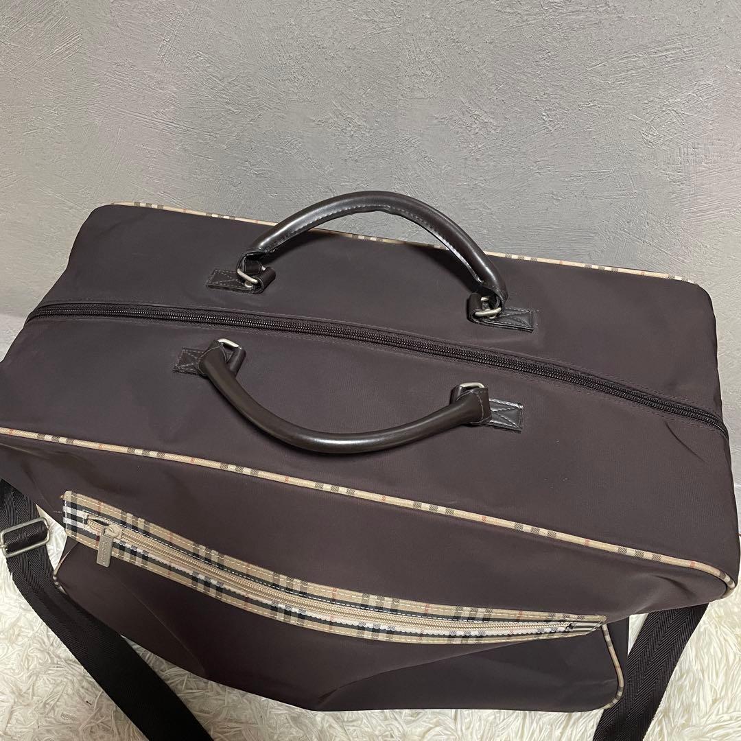 BURBERRY バーバリー ボストンバッグ ナイロン ノバチェック ブラウン