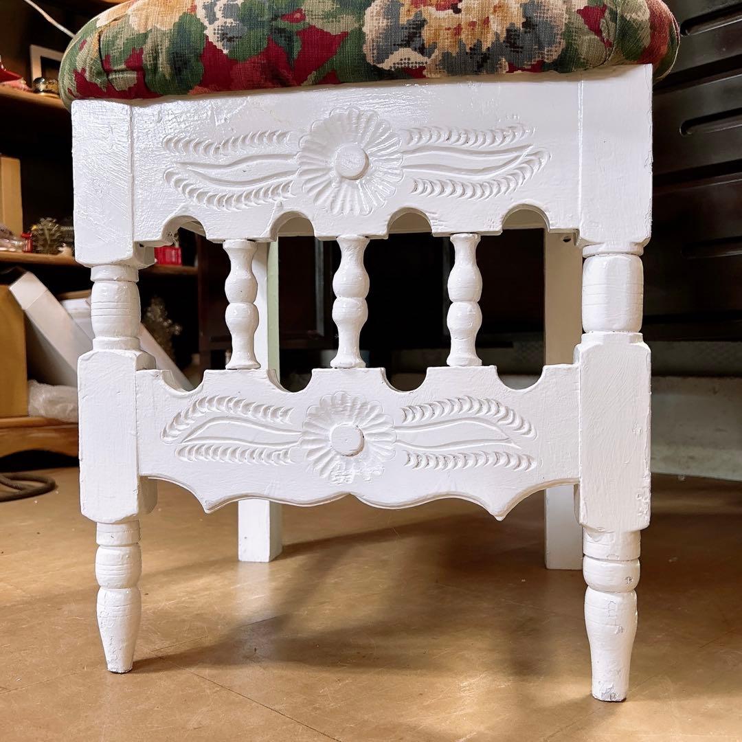 アンティーク商材 ① オールドウッド クッションチェア ウッドスツール 椅子