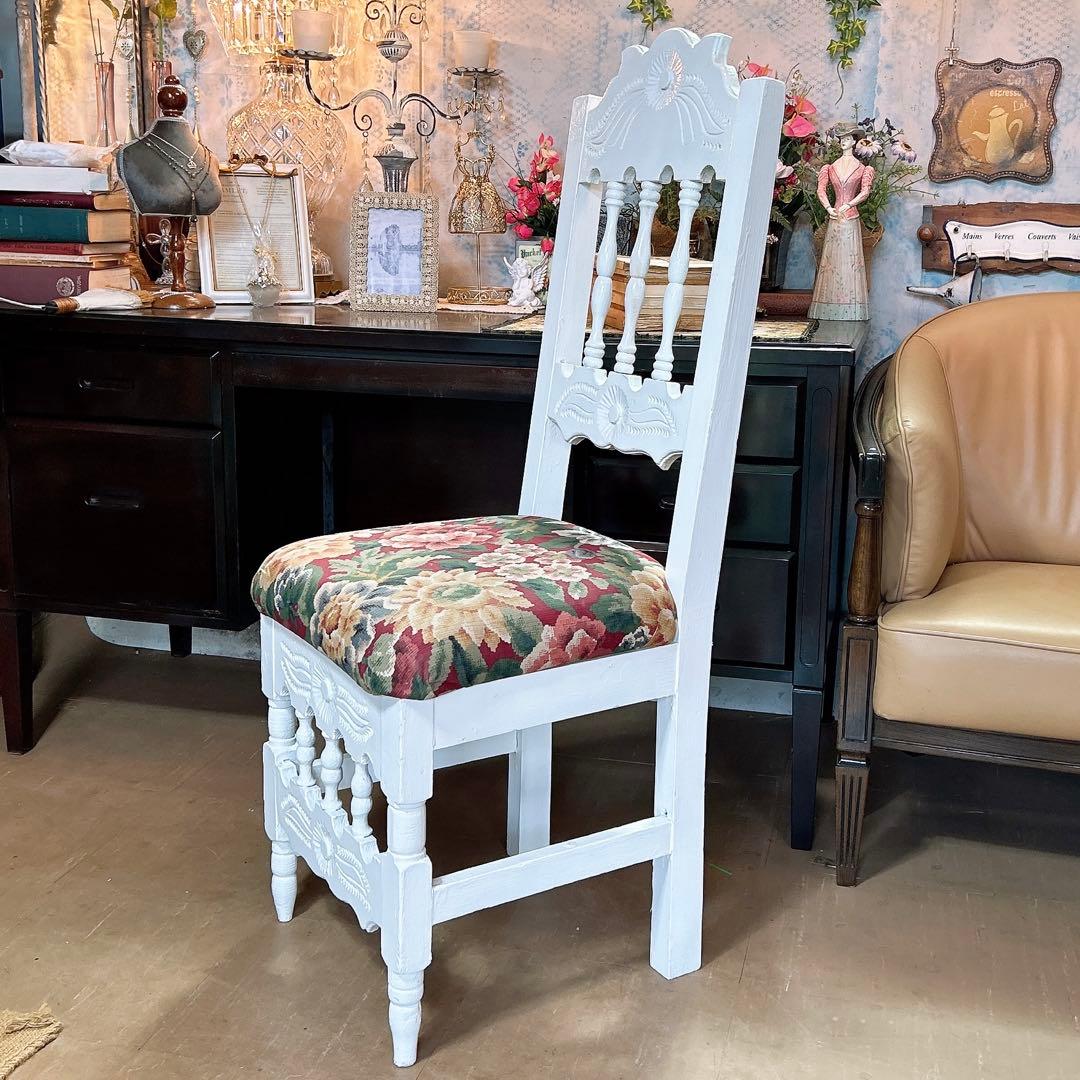 アンティーク商材 ① オールドウッド クッションチェア ウッドスツール 椅子