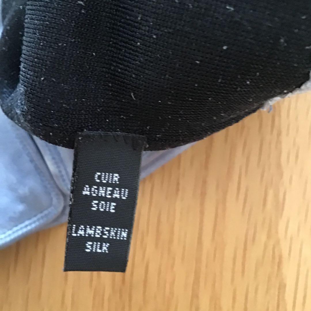 ランバン　レザー手袋　ブルーグレー