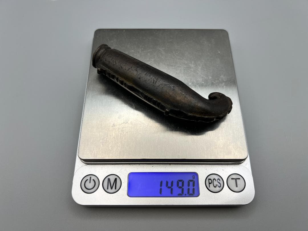 時代提げ物　古銅　火縄銃型　根付　アンティーク　重量約149g