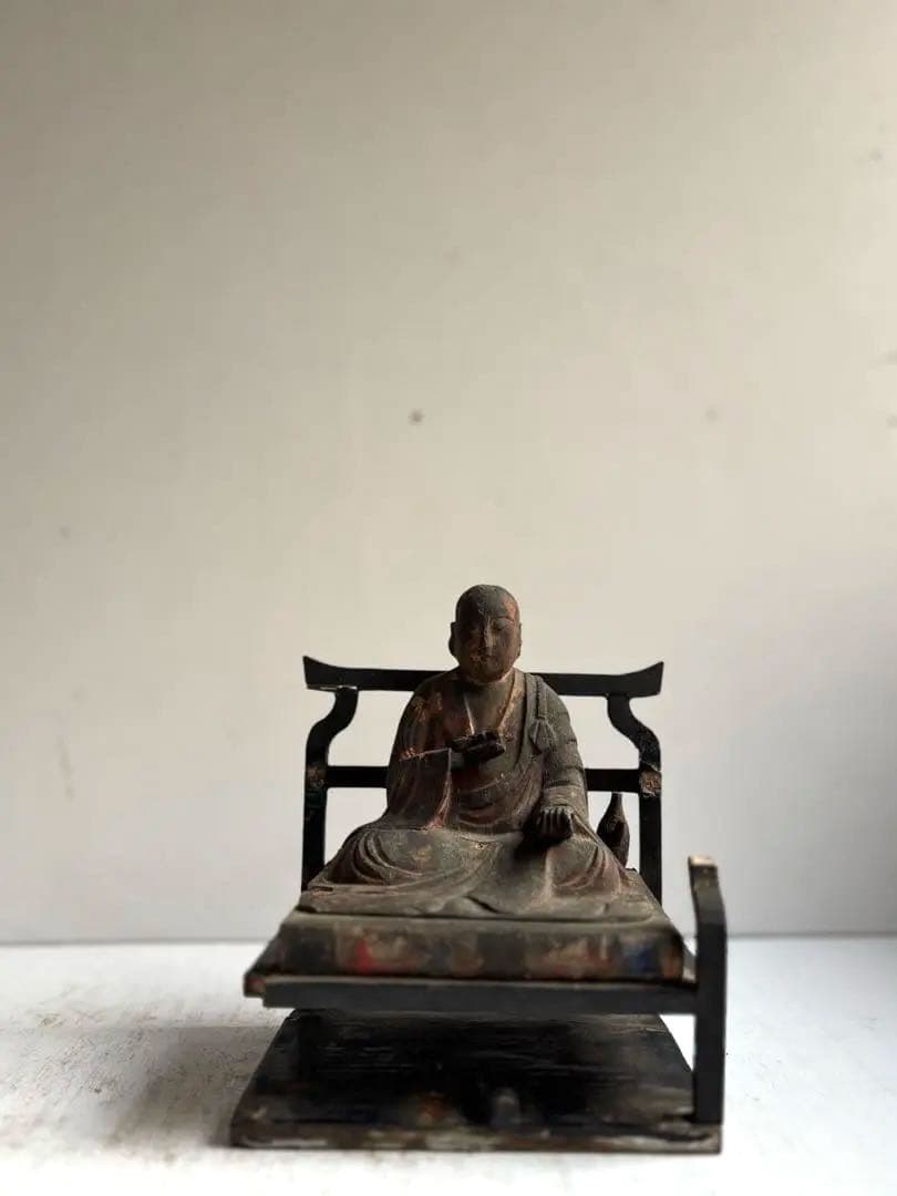 762 骨董 アンティーク 古道具 古い仏像 坐像 木彫 仏教美術 民芸