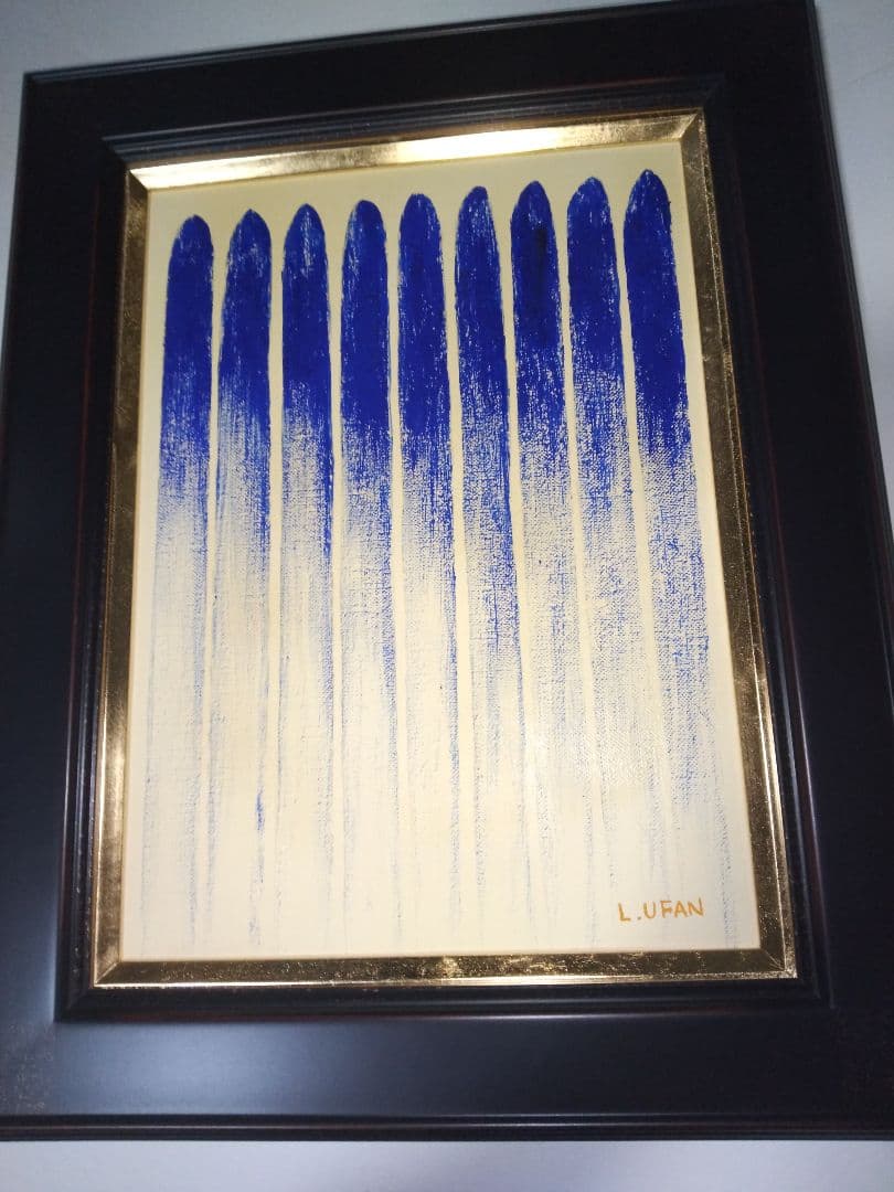 リー、ウーハン、絵画、岩彩、4F、From.line、新品額縁、肉筆、難波田龍起