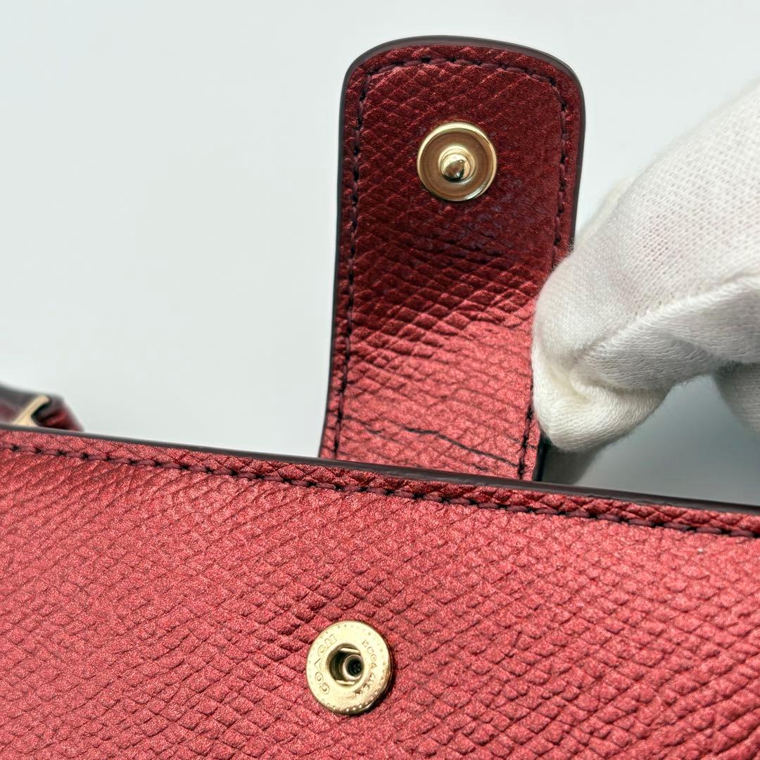 【超美品】COACH ミディアム コーナー ジップ ウォレット ワインレッド